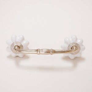 Cream Color Handmade Flower Shaped Ceramic Drawer Pull